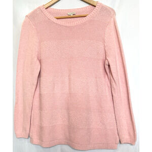 Talbots Womens Cable Knit Pullover Crewneck Sweater Size L P Powder Pink Preppy